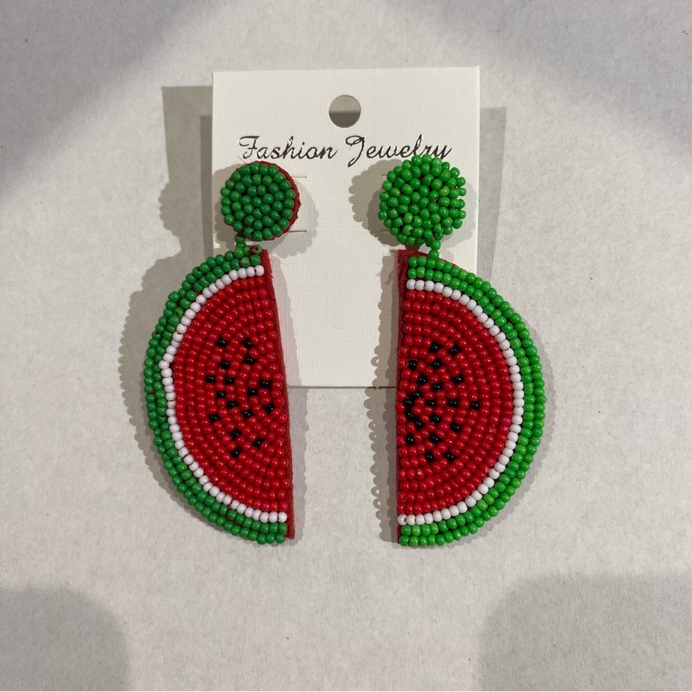 Watermelon Beaded Earrings